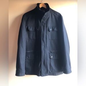 Michael Kors Men Wool Black Knit Coat Size Large